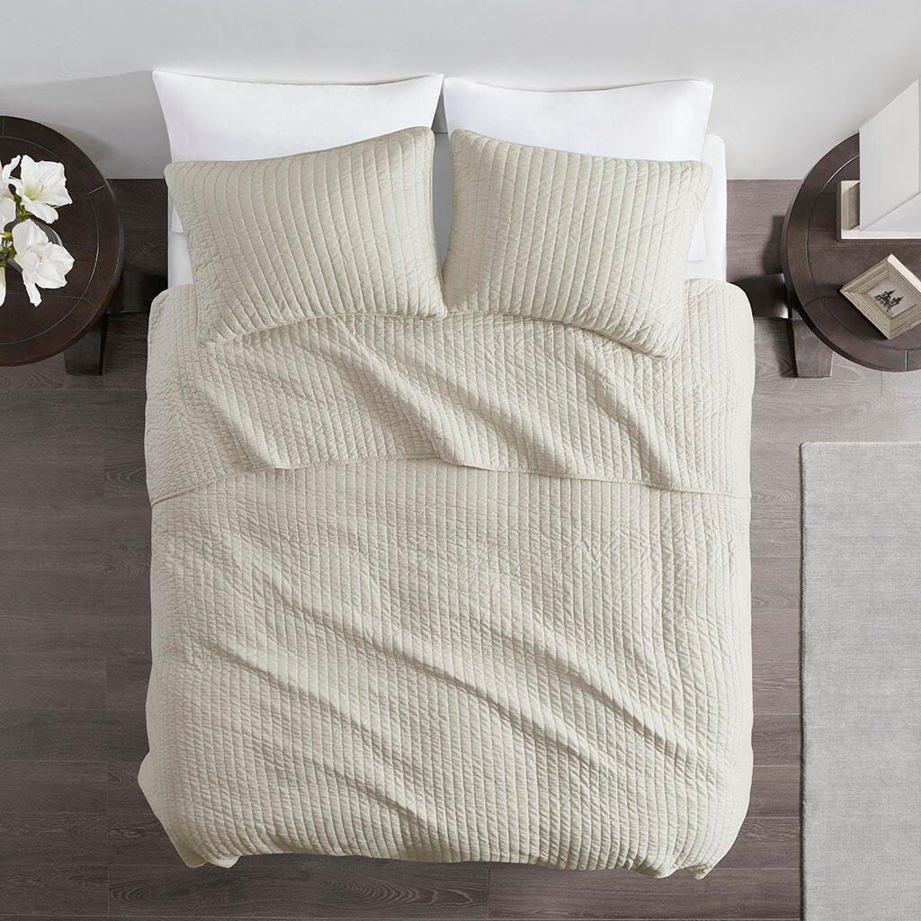 Keaton Twin/Twin XL 3 Piece Quilt Set, Cream, large