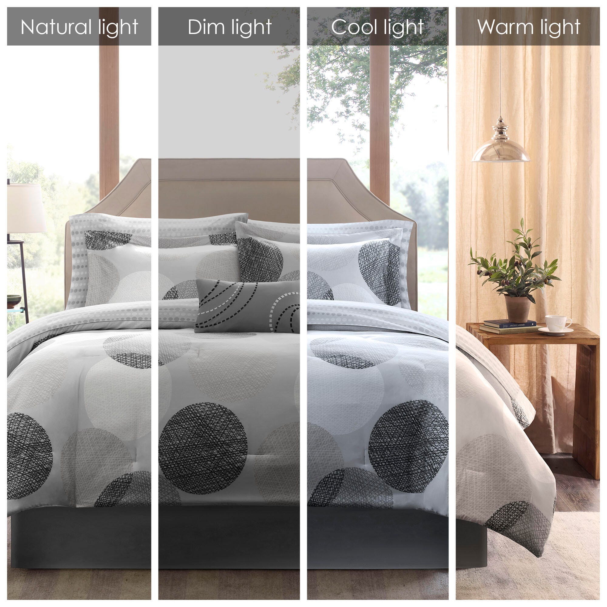 Knowles Twin 7 Piece Comforter Set with Bed Sheets, Gray, large