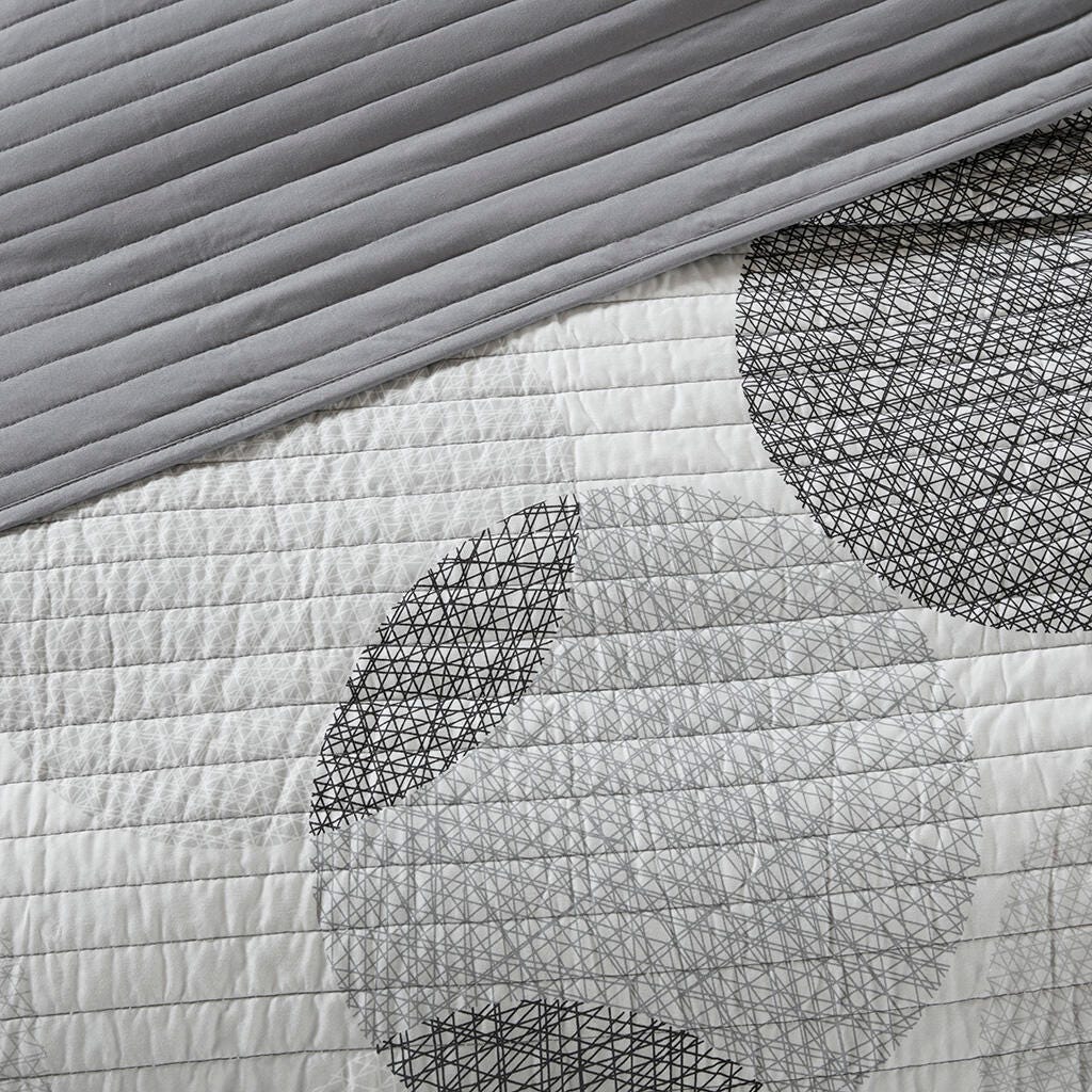 Knowles Twin 6 Piece Quilt Set with Bed Sheets, Gray, large