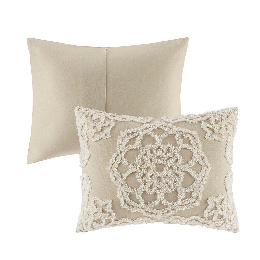 Laetitia Full/Queen 3 piece Tufted duvet cover set, Taupe, large
