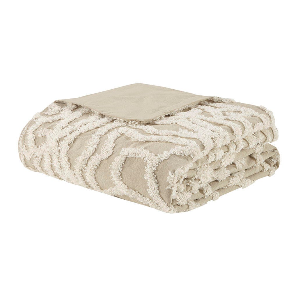 Laetitia Full/Queen 3 piece Tufted duvet cover set, Taupe, large