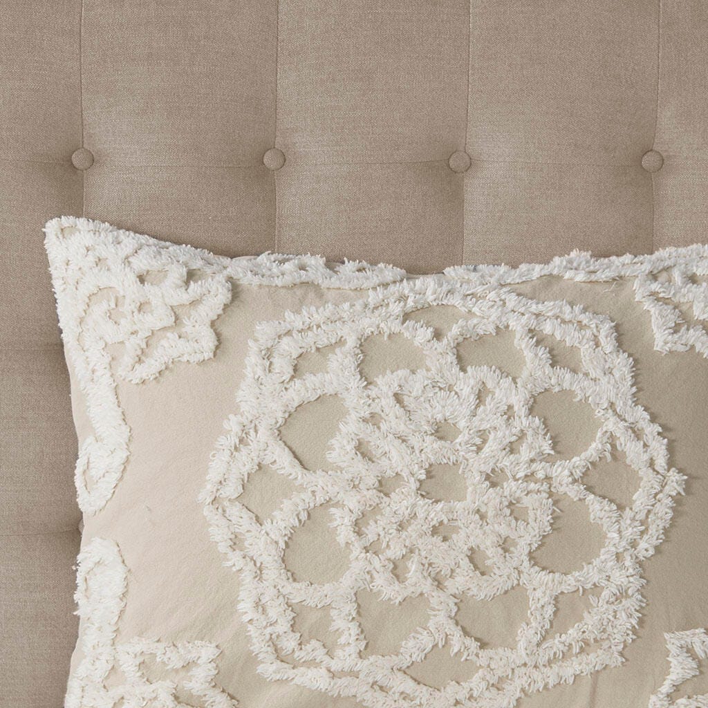 Laetitia Full/Queen 3 piece Tufted duvet cover set, Taupe, large