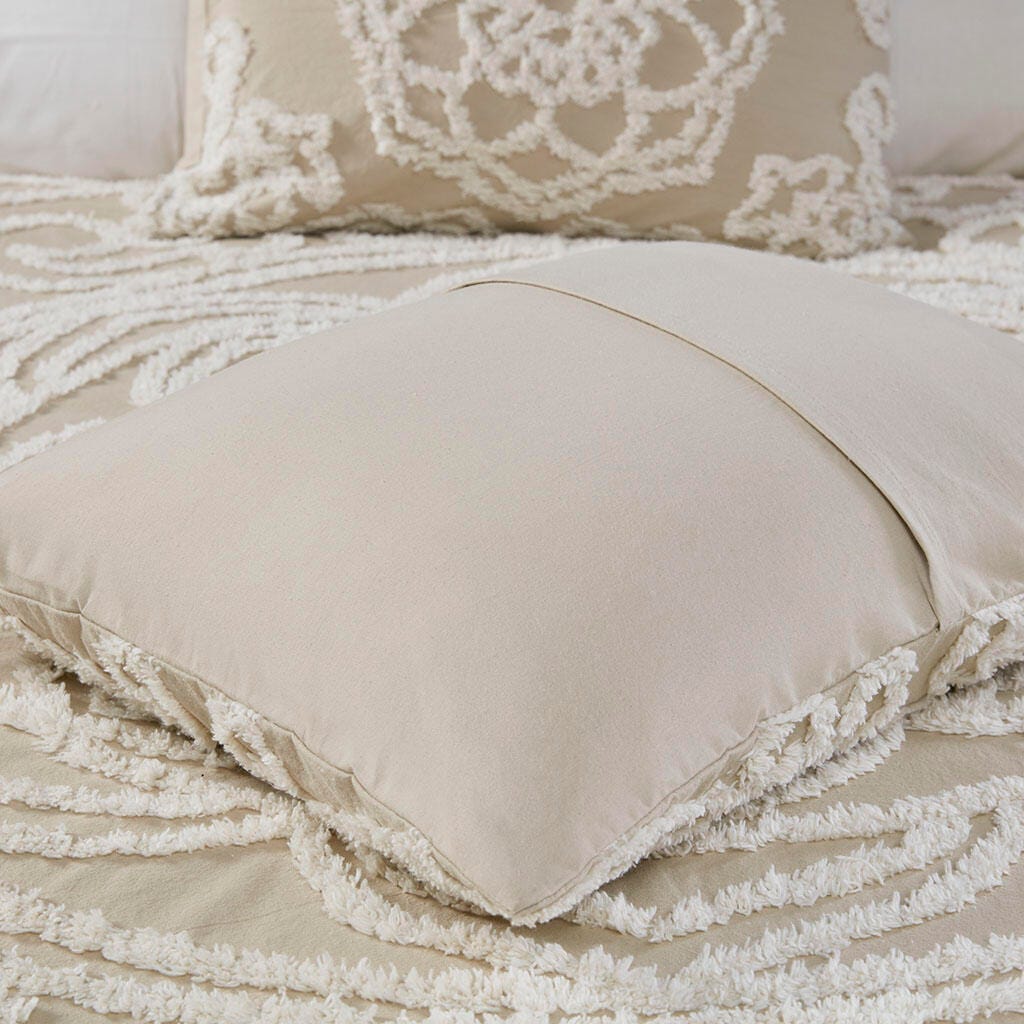Laetitia Full/Queen 3 piece Tufted duvet cover set, Taupe, large