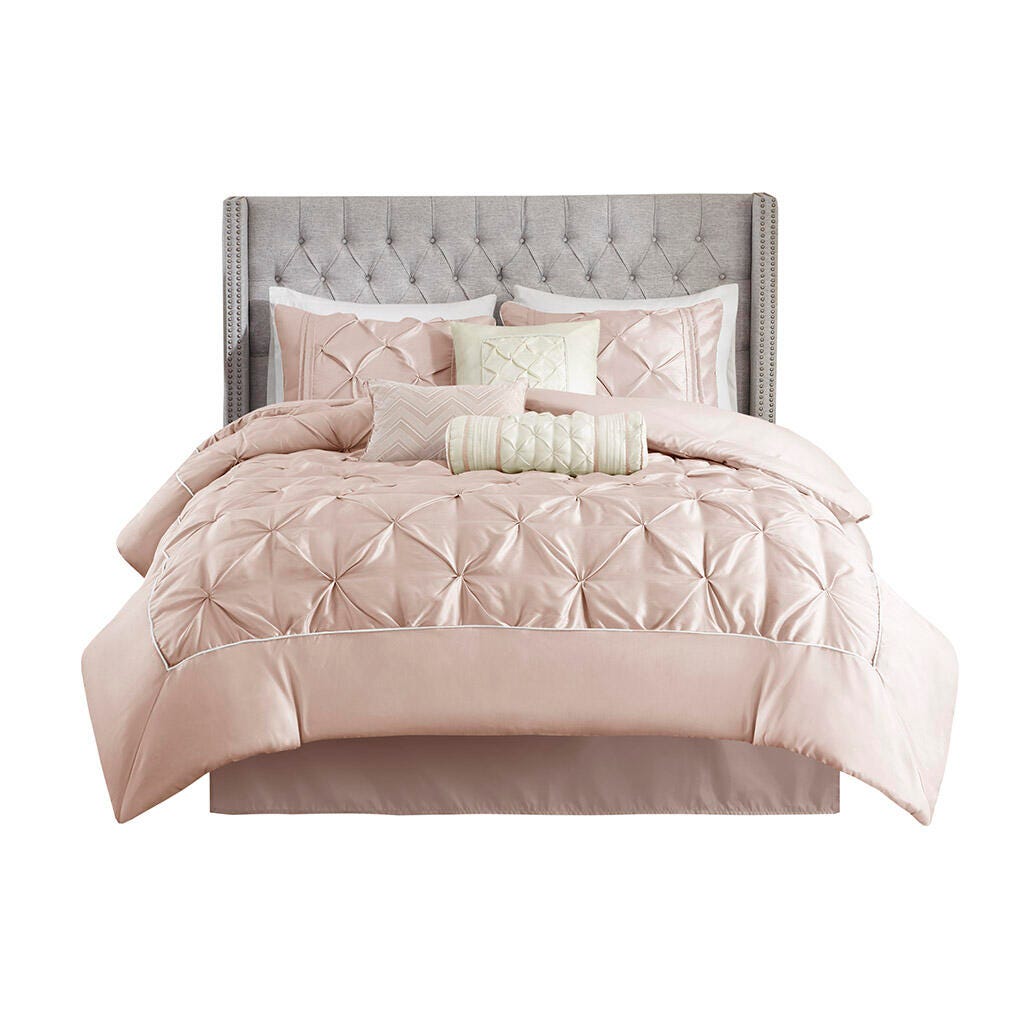 Laurel California King 7 Piece Tufted Comforter Set, Blush, large