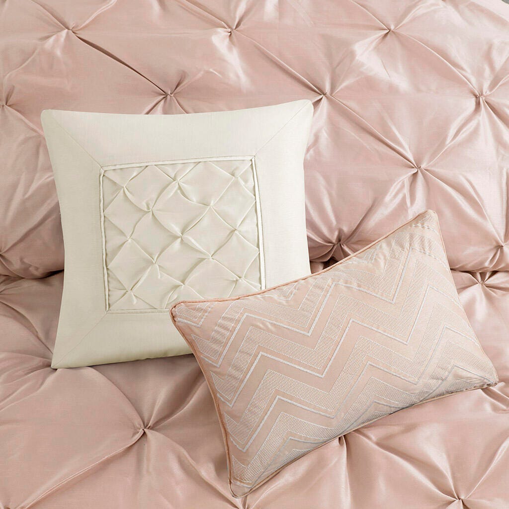 Laurel California King 7 Piece Tufted Comforter Set, Blush, large