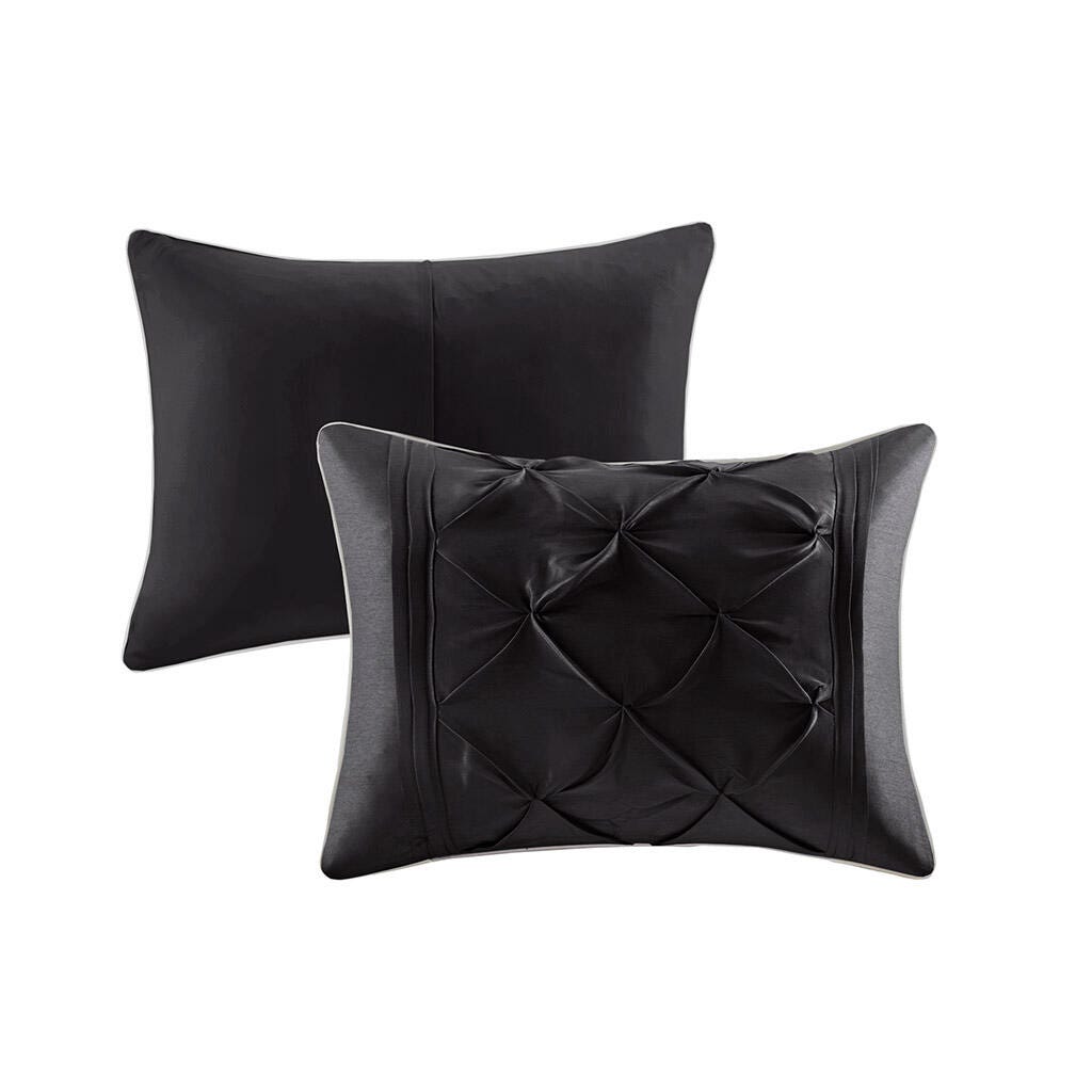 Laurel King 7 Piece Tufted Comforter Set, Black, large