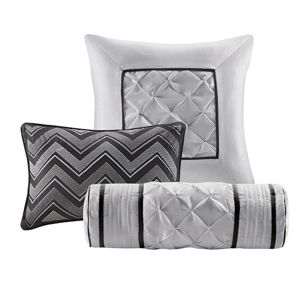 Laurel King 7 Piece Tufted Comforter Set, Black, large