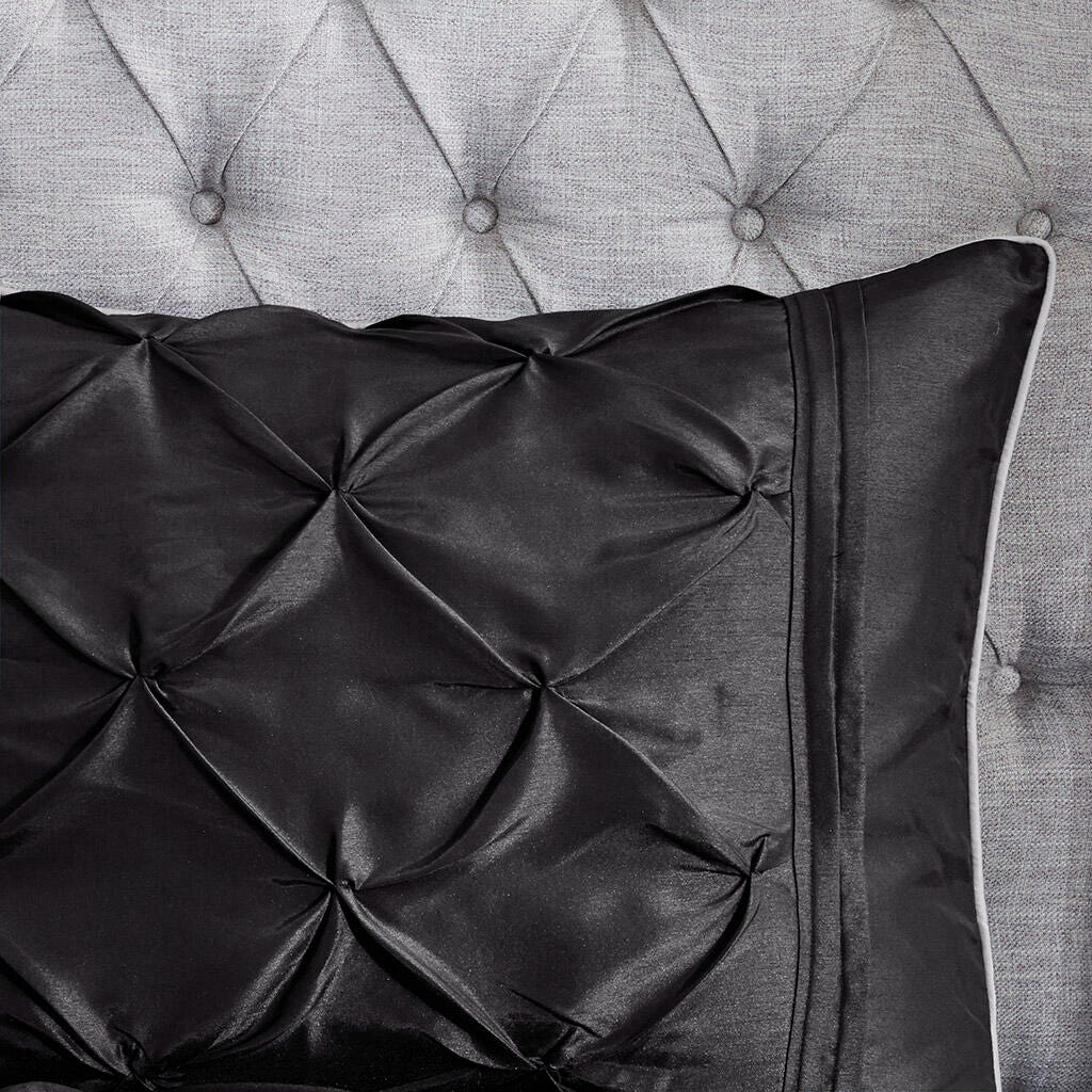 Laurel King 7 Piece Tufted Comforter Set, Black, large