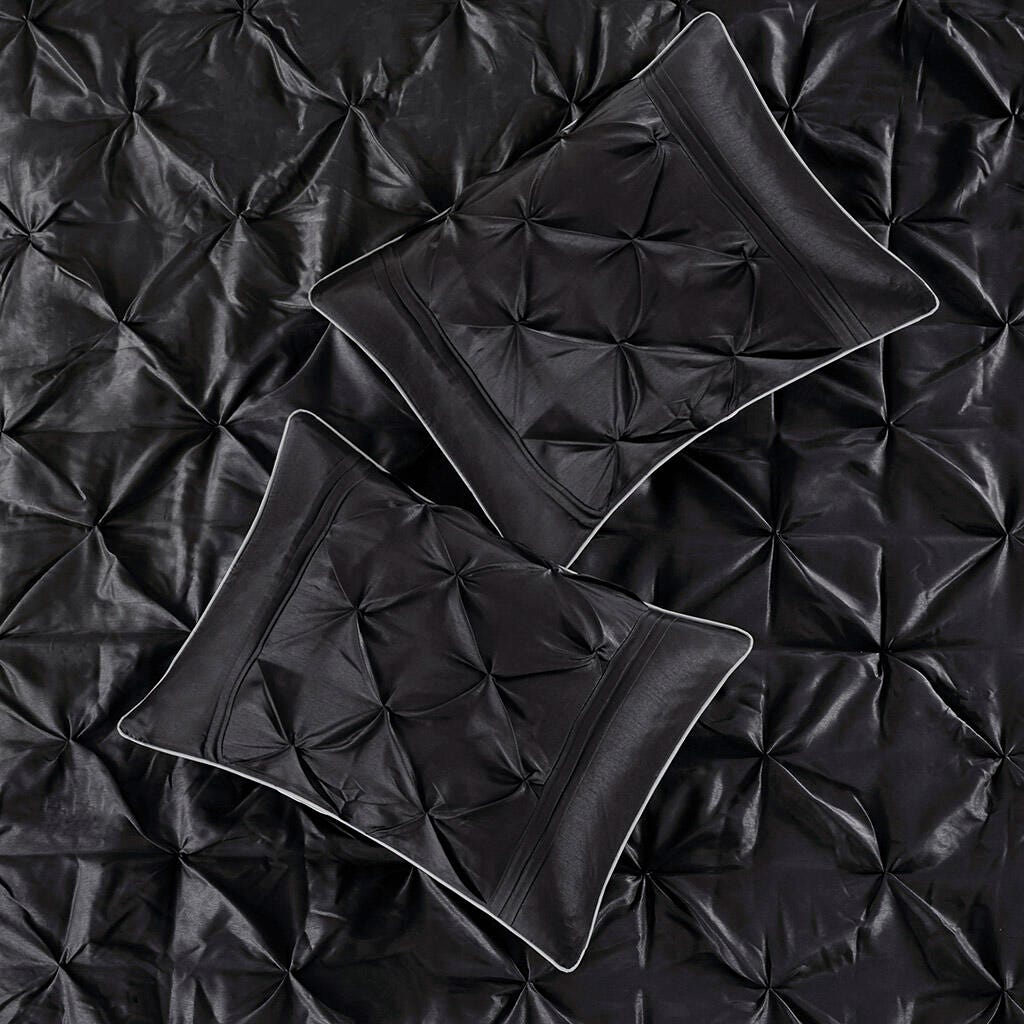Laurel King 7 Piece Tufted Comforter Set, Black, large