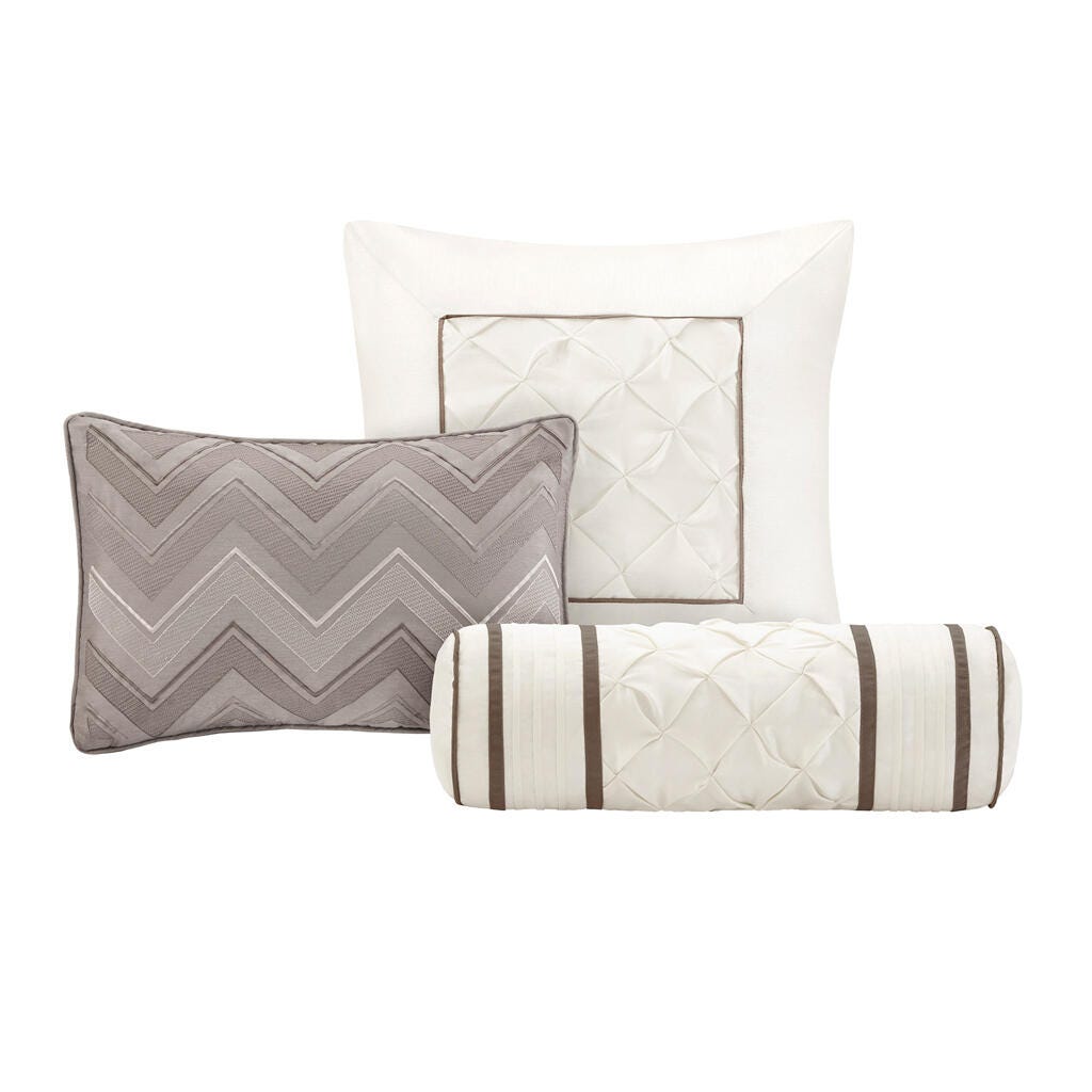 Laurel King 7 Piece Tufted Comforter Set, Taupe, large