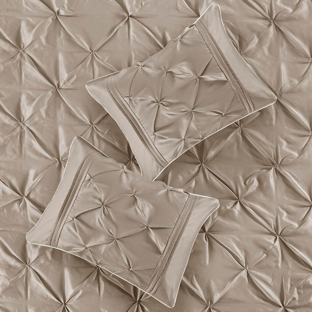 Laurel King 7 Piece Tufted Comforter Set, Taupe, large