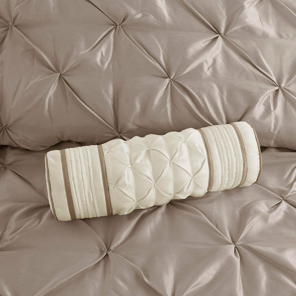 Laurel King 7 Piece Tufted Comforter Set, Taupe, large