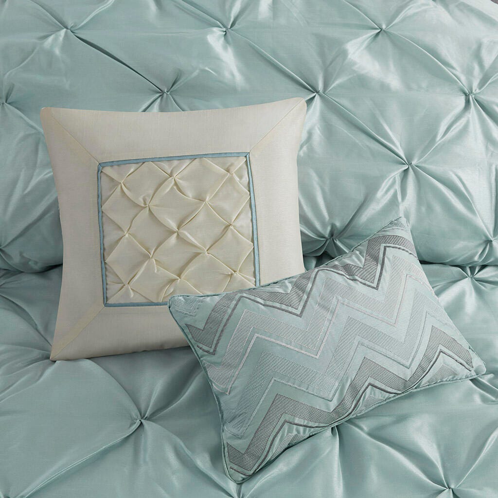 Laurel Queen 7 Piece Tufted Comforter Set, Seafoam, large