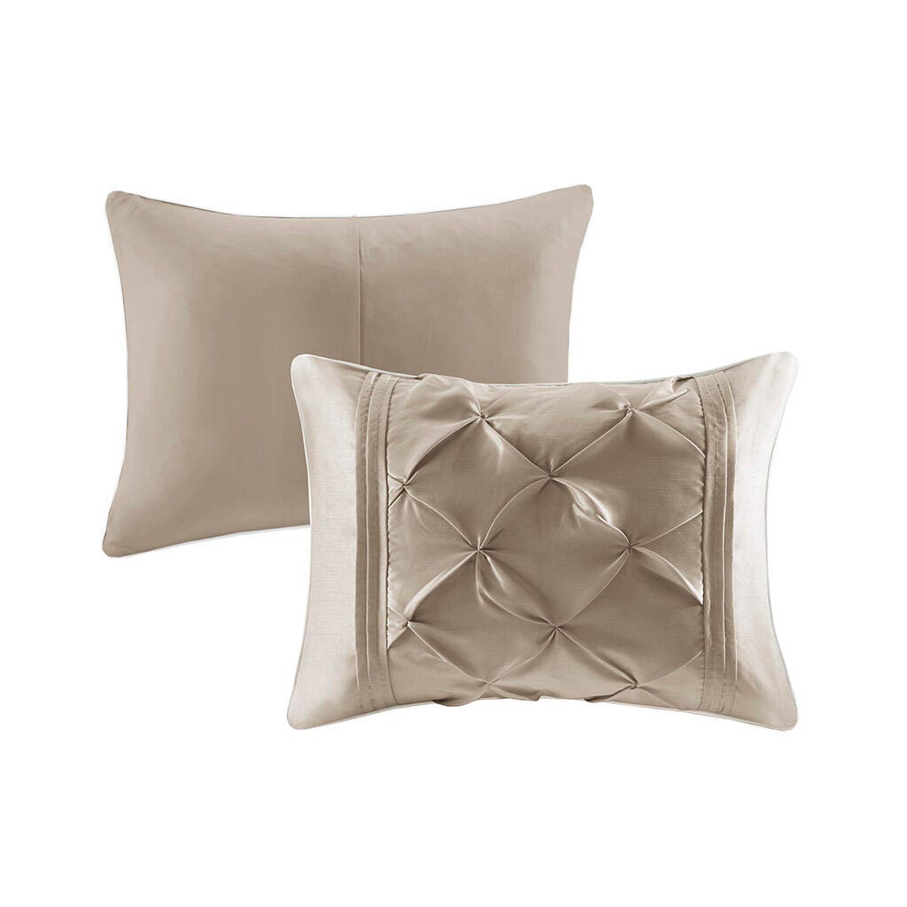Laurel Queen 7 Piece Tufted Comforter Set, Taupe, large