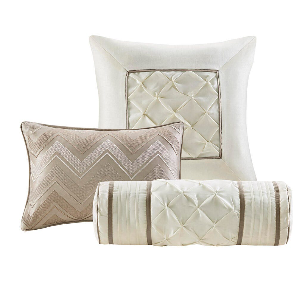 Laurel Queen 7 Piece Tufted Comforter Set, Taupe, large