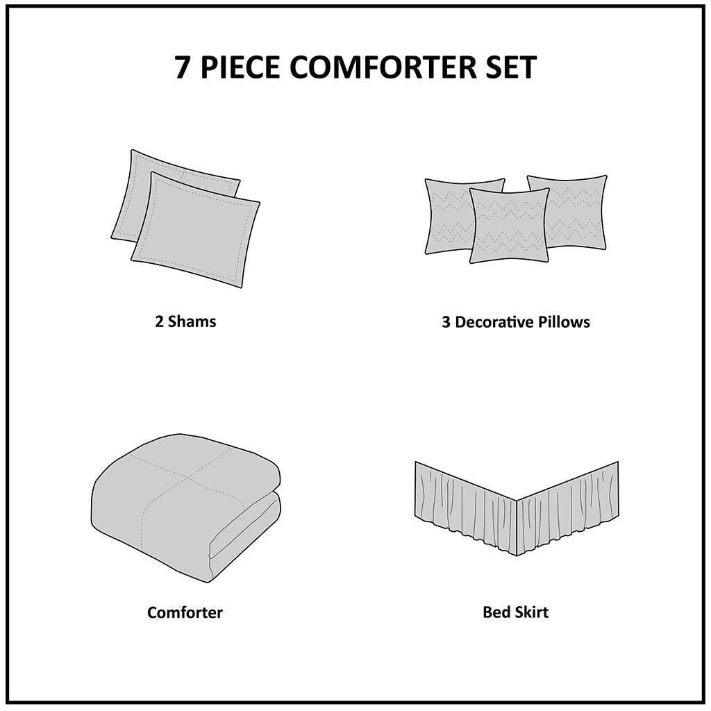 Laurel Queen 7 Piece Tufted Comforter Set, Taupe, large