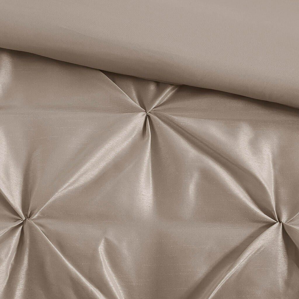 Laurel Queen 7 Piece Tufted Comforter Set, Taupe, large