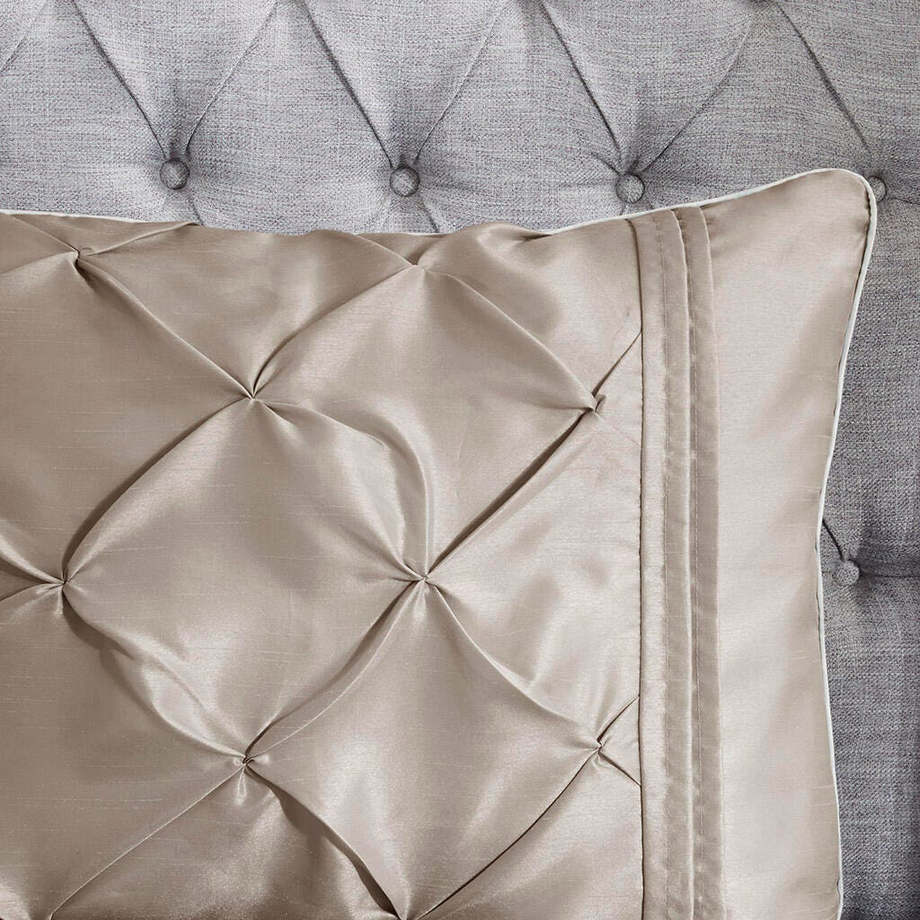 Laurel Queen 7 Piece Tufted Comforter Set, Taupe, large