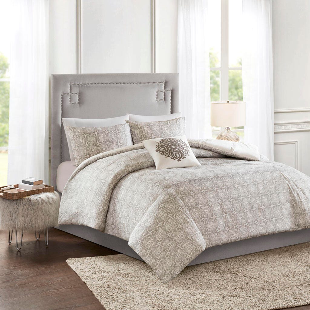 Madison Park Malia Full/Queen 4 Piece Embroidered Reversible Duvet Cover Set, Ivory, large