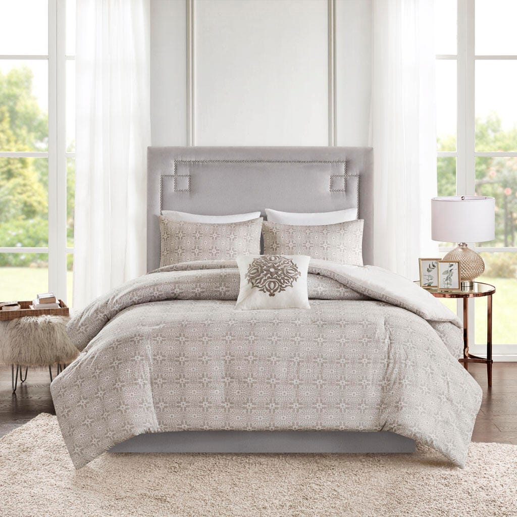 Madison Park Malia Full/Queen 4 Piece Embroidered Reversible Duvet Cover Set, Ivory, large