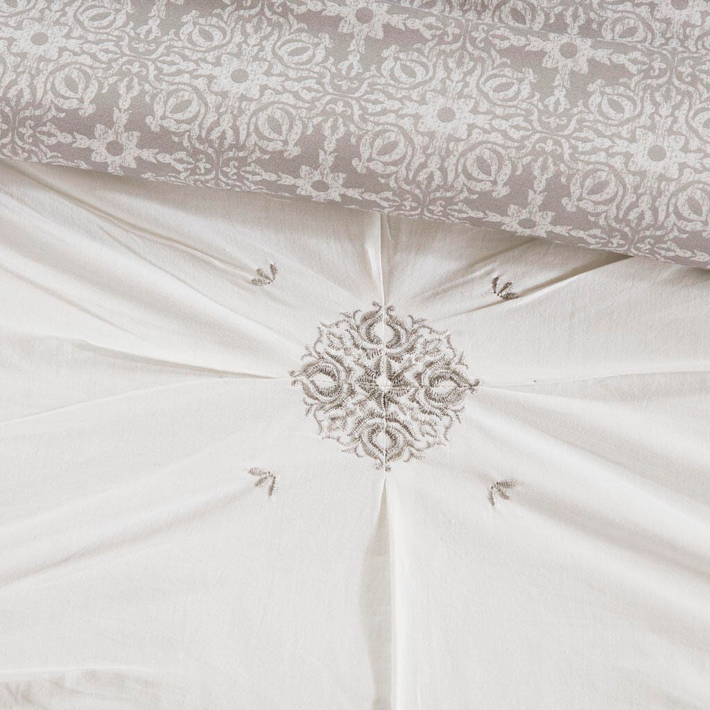 Madison Park Malia Full/Queen 4 Piece Embroidered Reversible Duvet Cover Set, Ivory, large