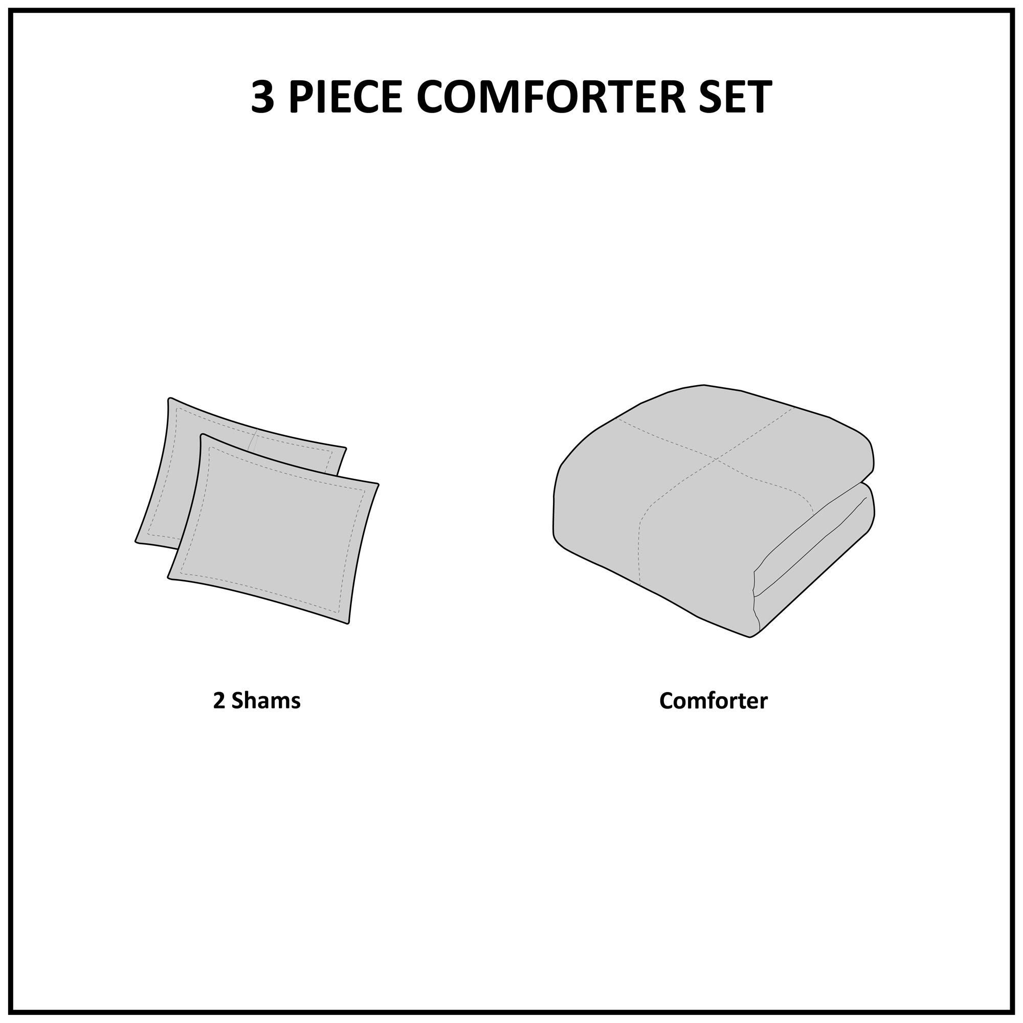 Mercer Full/Queen 3 Piece Chenille Comforter Set, Ivory, large