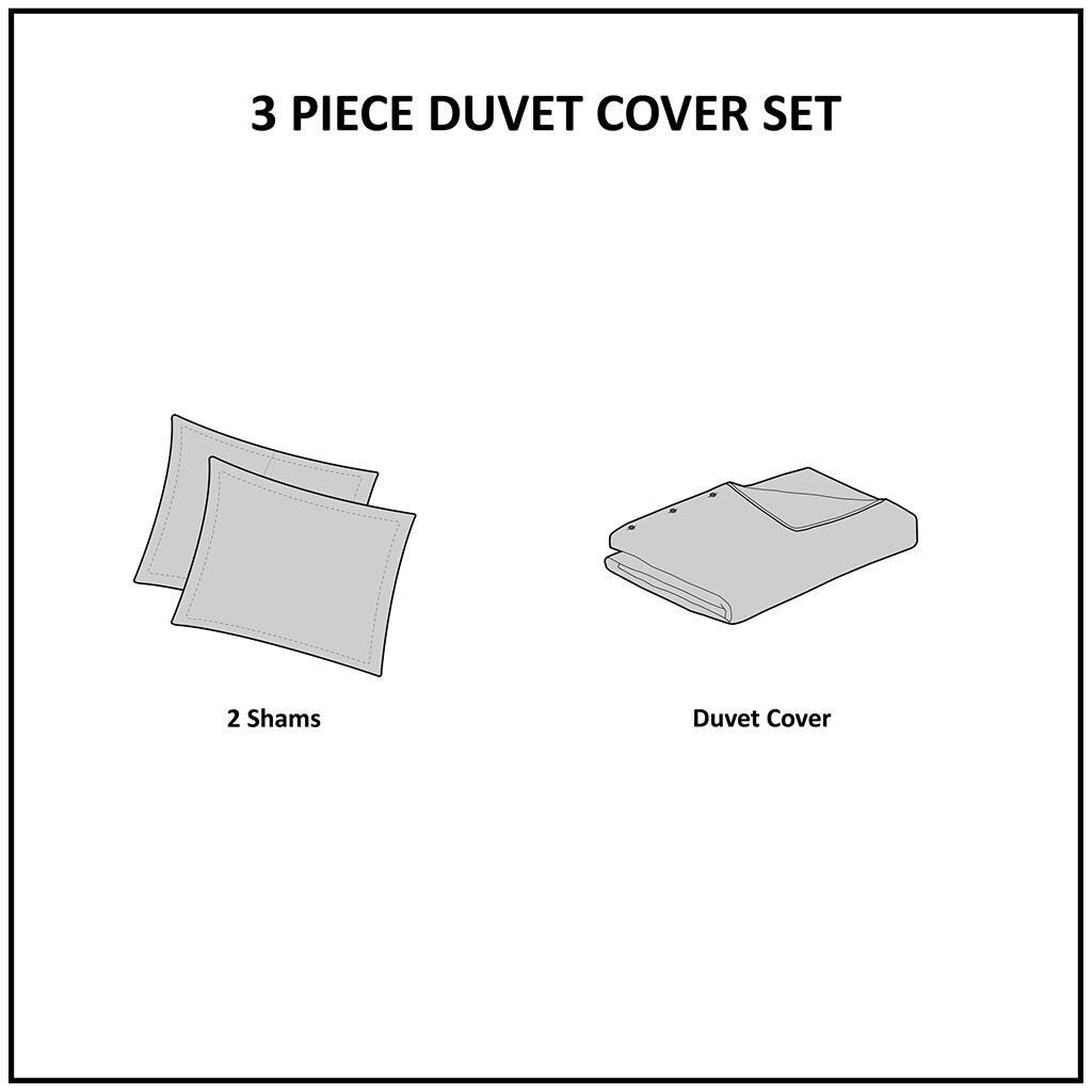 Mercer Full/Queen 3 Piece Chenille Duvet Cover Set, Ivory, large