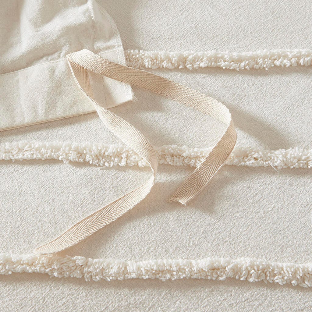 Mercer Full/Queen 3 Piece Chenille Duvet Cover Set, Ivory, large