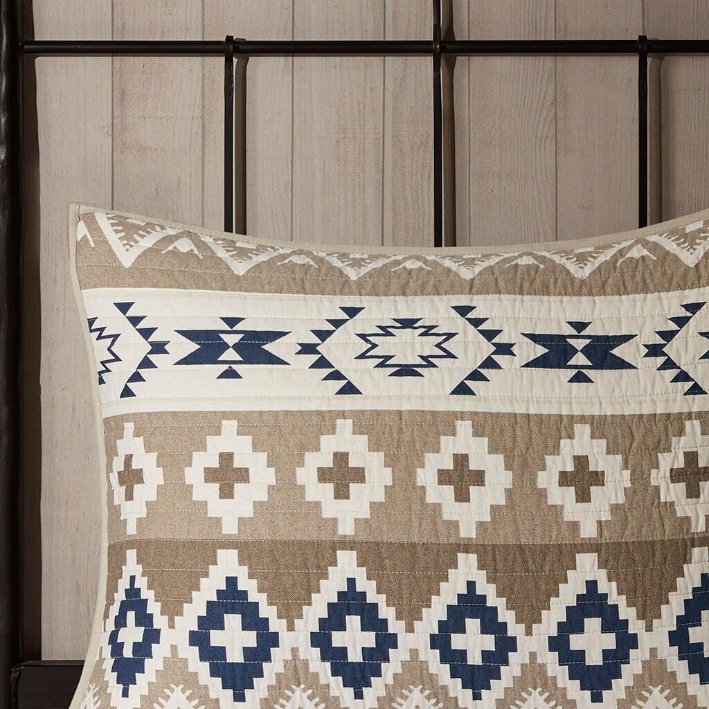 Montana King/California King Printed Oversized Quilt Mini Set, Tan, large