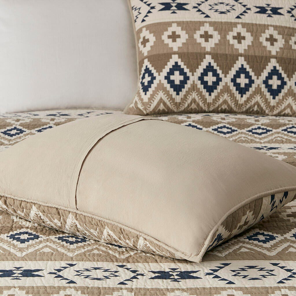Montana Full/Queen Printed Oversized Quilt Mini Set, Tan, large
