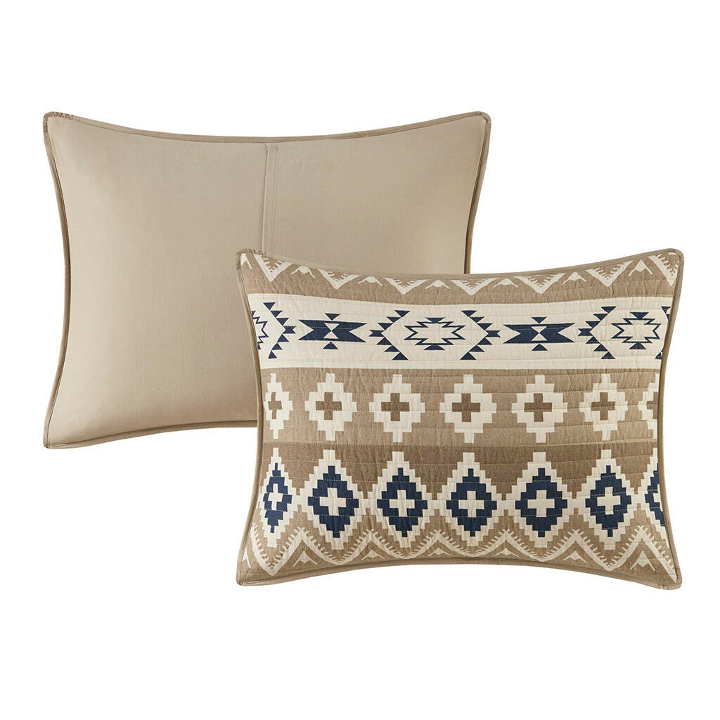 Montana Full/Queen Printed Oversized Quilt Mini Set, Tan, large