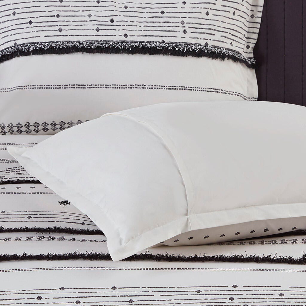 Nea King/California King Printed Comforter Set with Trims, Black/White, large