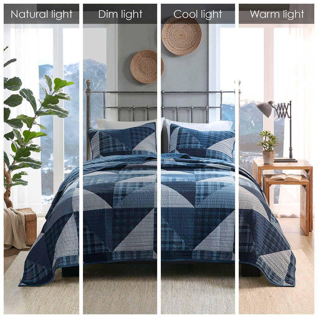 Olsen King/California King Olsen 3 Piece Oversized Quilt Set, Blue, large