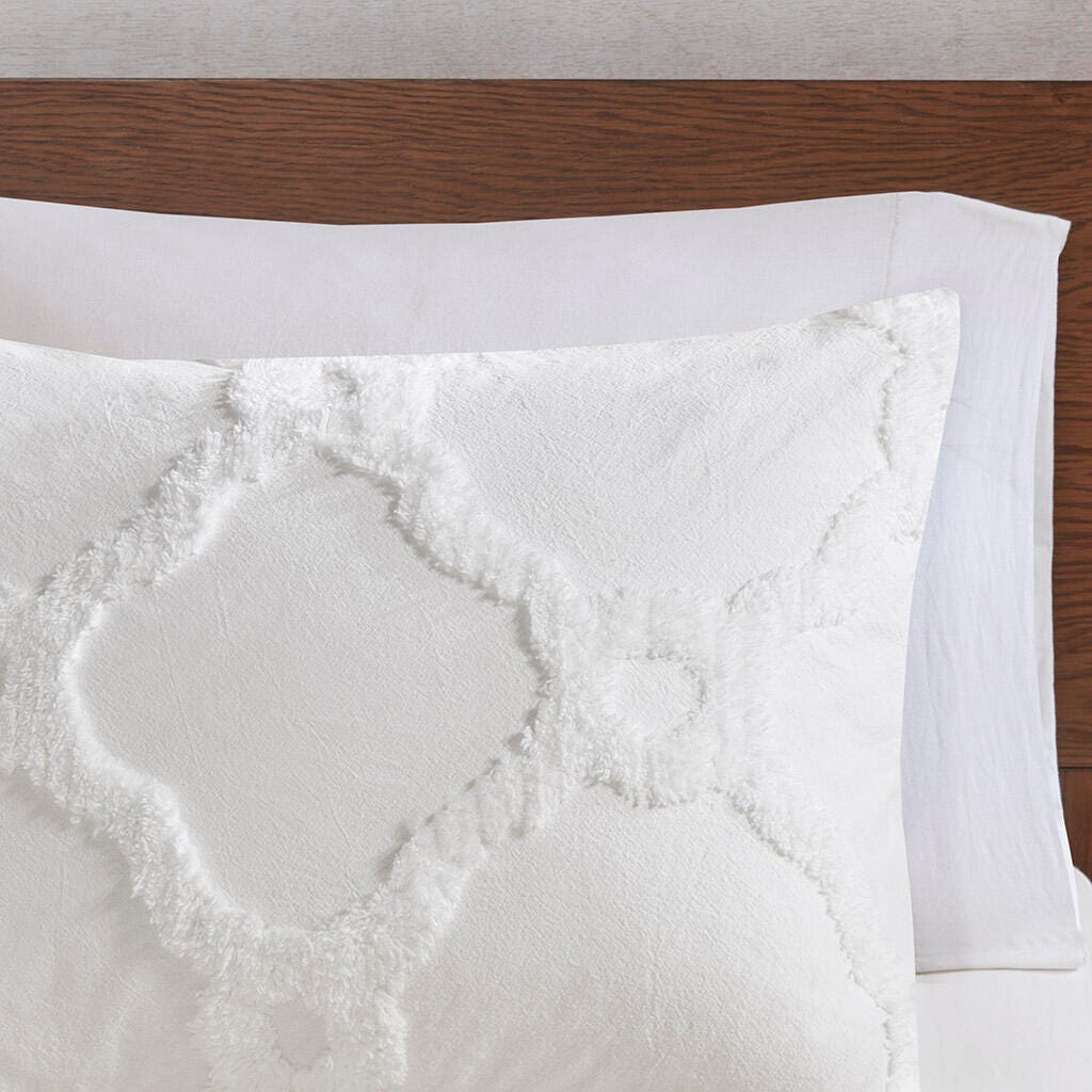 Madison Park Pacey Full/Queen 3 Piece Tufted Chenille Geometric Comforter Set, Off White, large