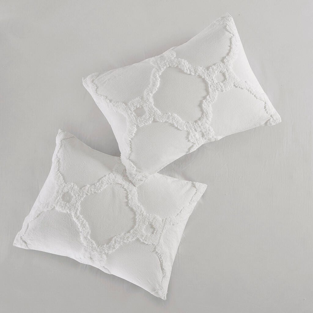 Madison Park Pacey Full/Queen 3 Piece Tufted Chenille Geometric Comforter Set, Off White, large