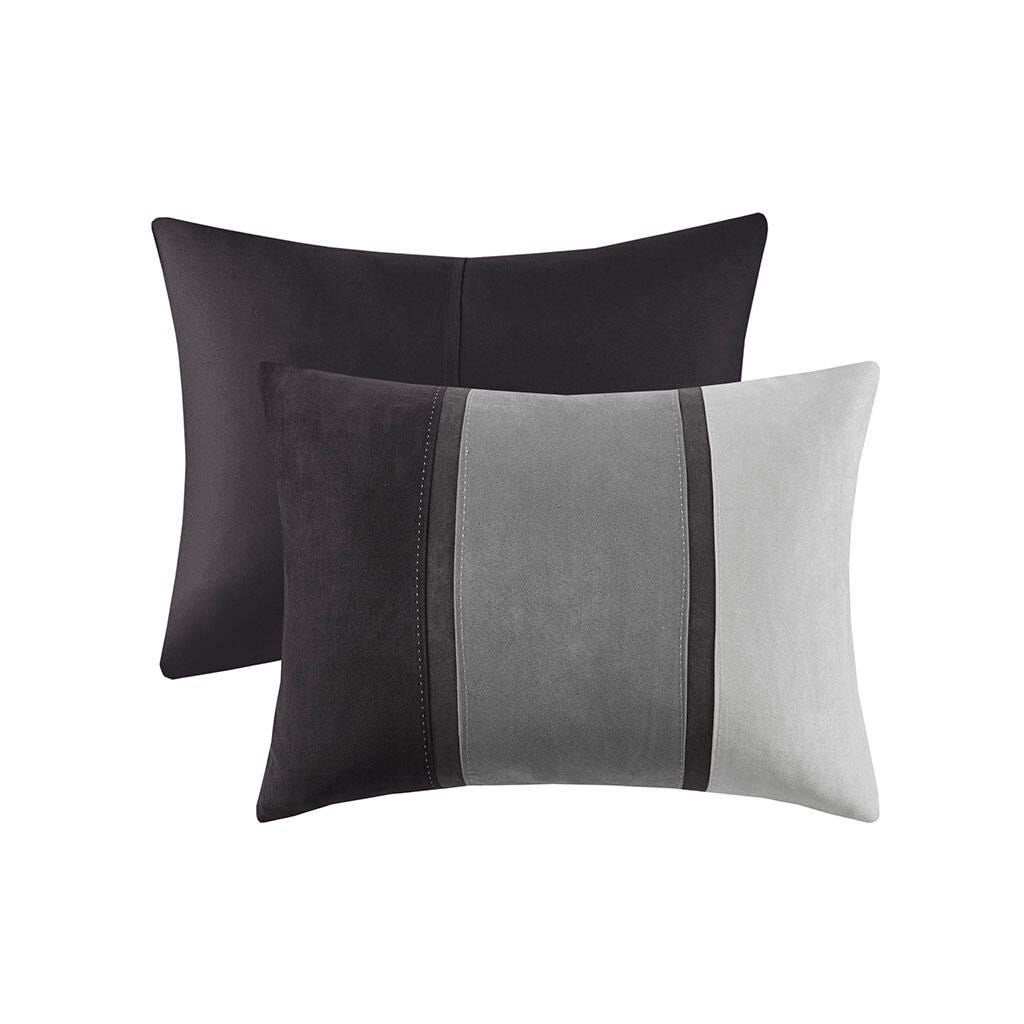 Madison Park Palisades Queen 7 Piece Faux Suede Comforter Set, Black, large