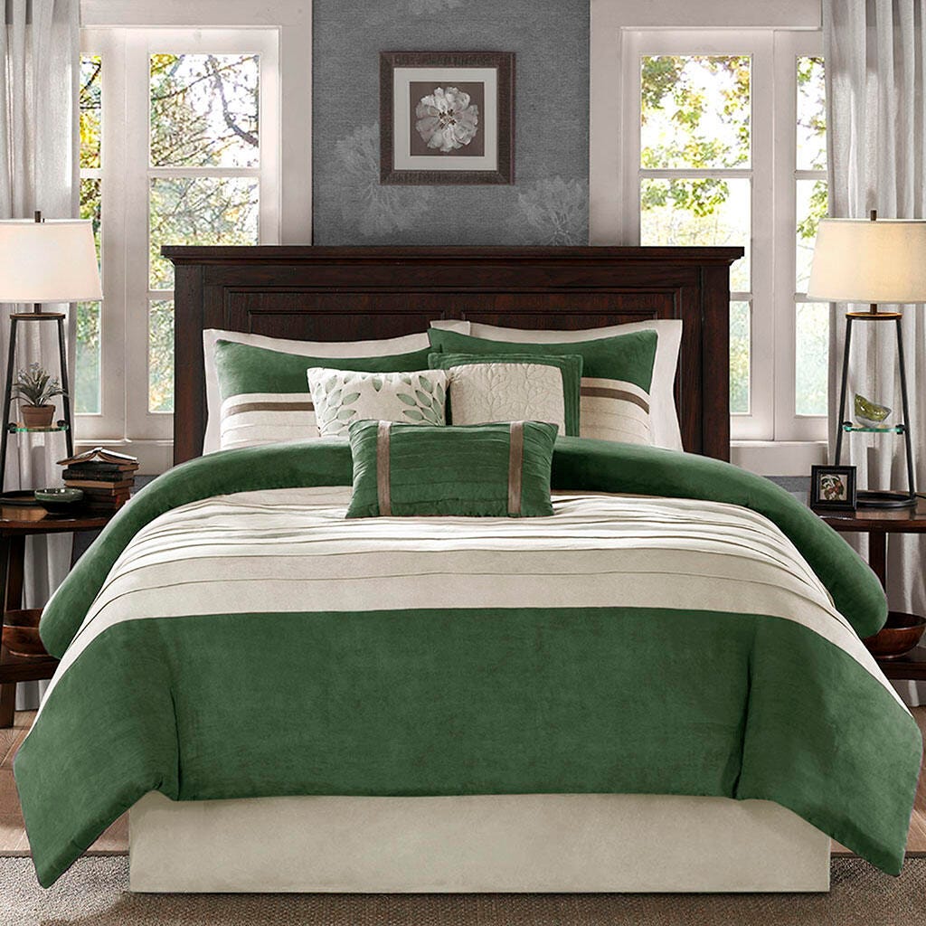 Madison Park Palmer King 7 Piece Comforter Set, Green, large
