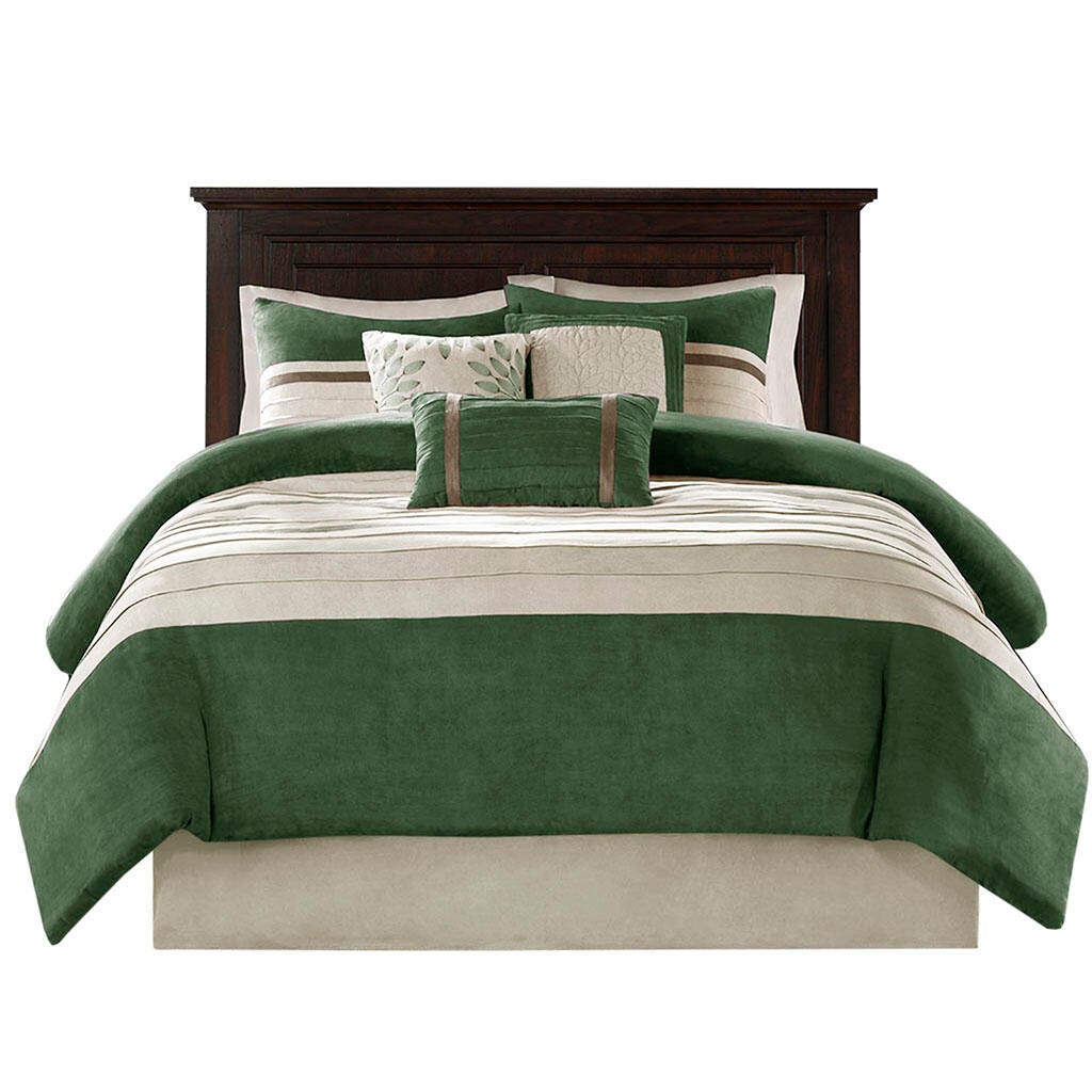 Palmer Queen 7 Piece Comforter Set, Green, rollover