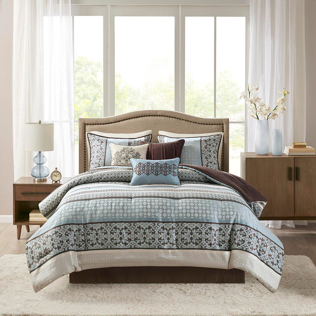 Madison Park Princeton King 7 Piece Comforter Set, Blue, large