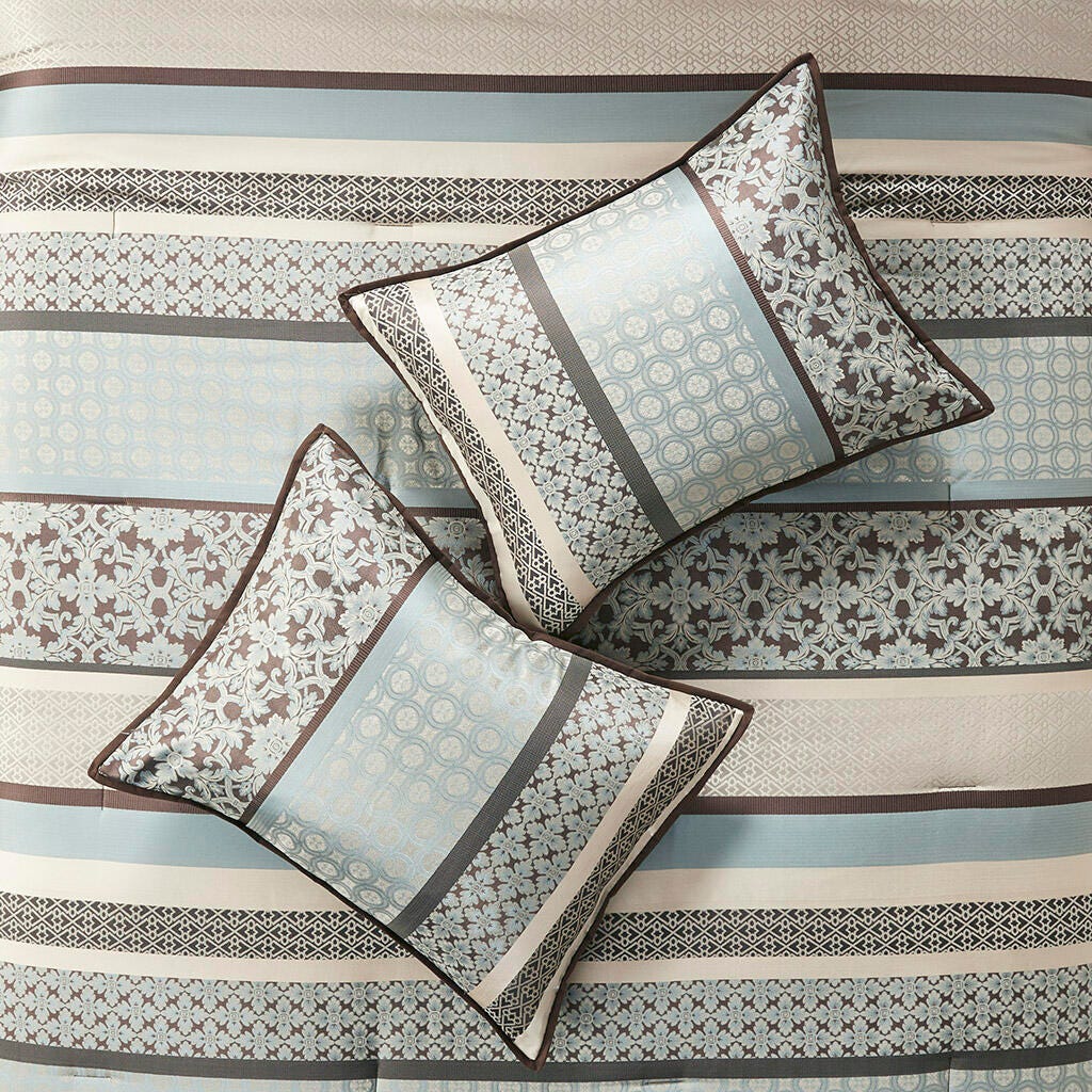 Madison Park Princeton Queen 7 Piece Comforter Set, Blue, large