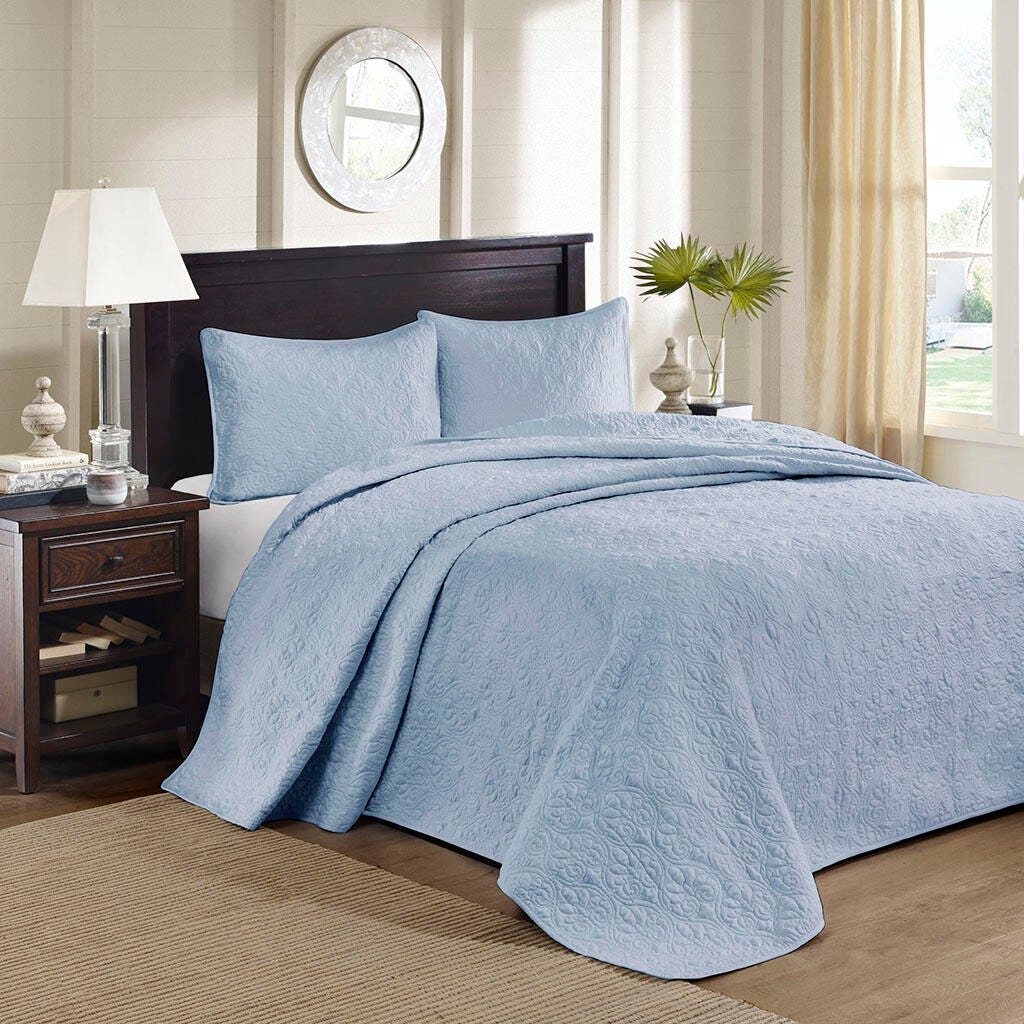 Quebec King Reversible Bedspread Set, Blue, large