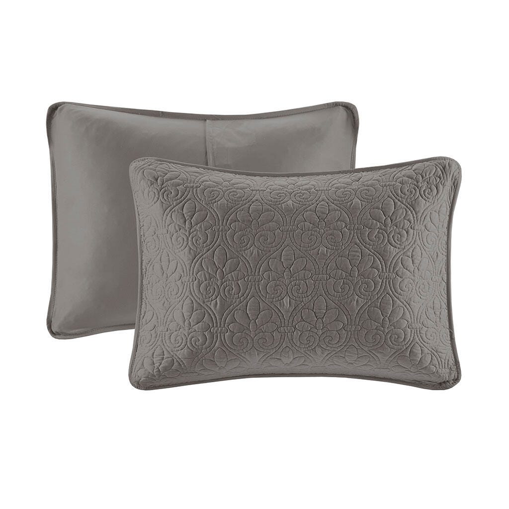 Quebec Queen Reversible Bedspread Set, Dark Gray, large