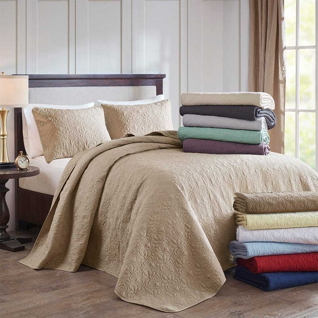 Quebec Full Reversible Bedspread Set, Dark Gray, large