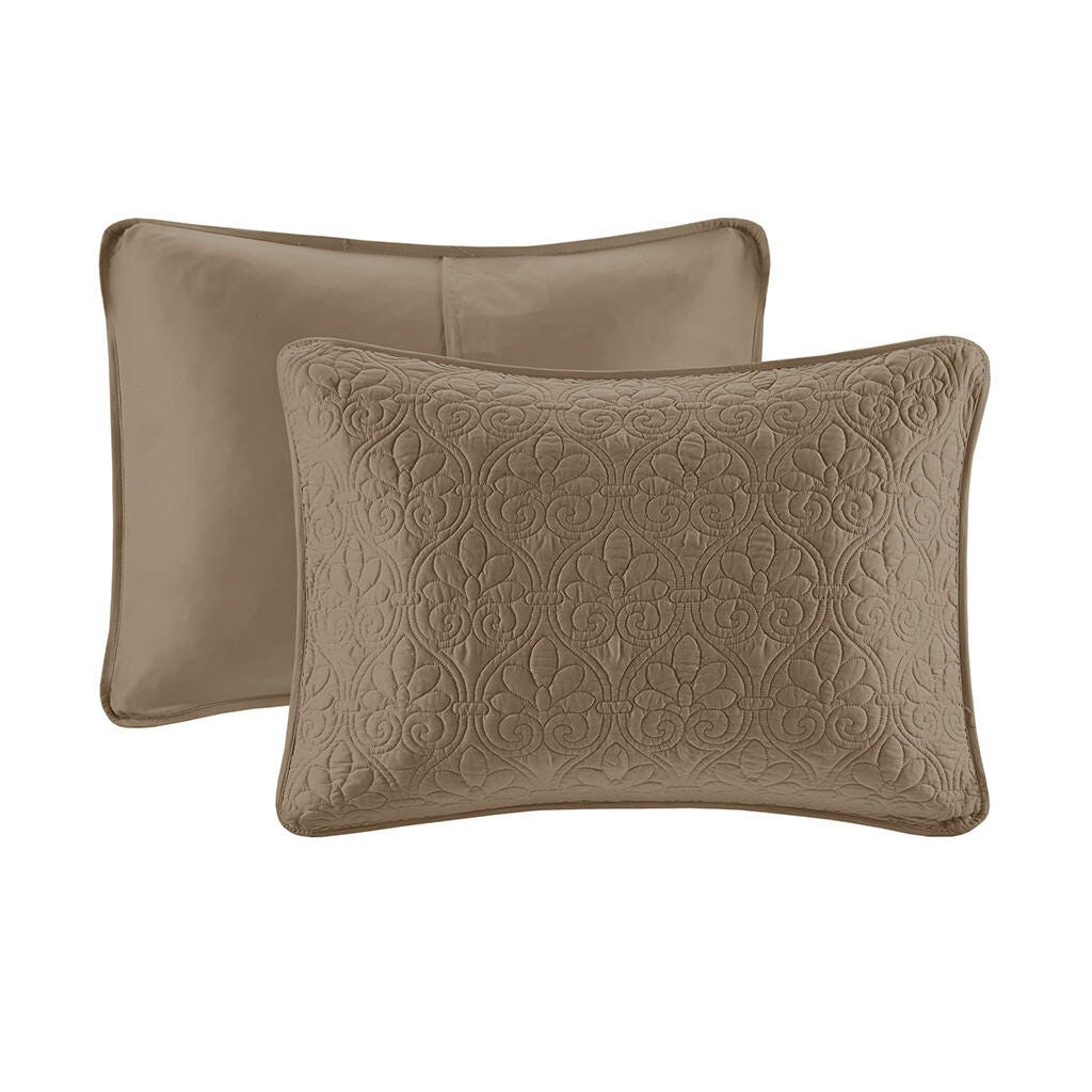 Quebec Full/Queen Reversible Quilt Set, Mocha, large