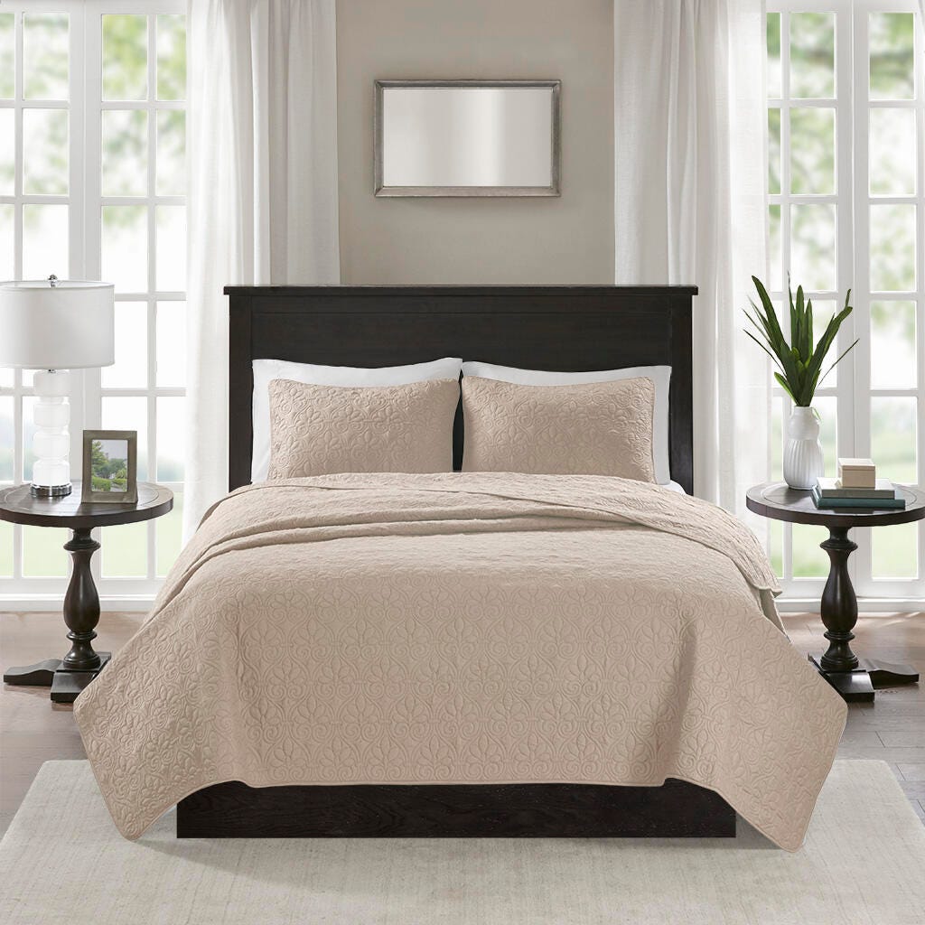 Quebec Twin/Twin XL Reversible Quilt Set, Khaki, large