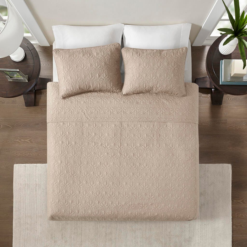 Quebec Twin/Twin XL Reversible Quilt Set, Khaki, large