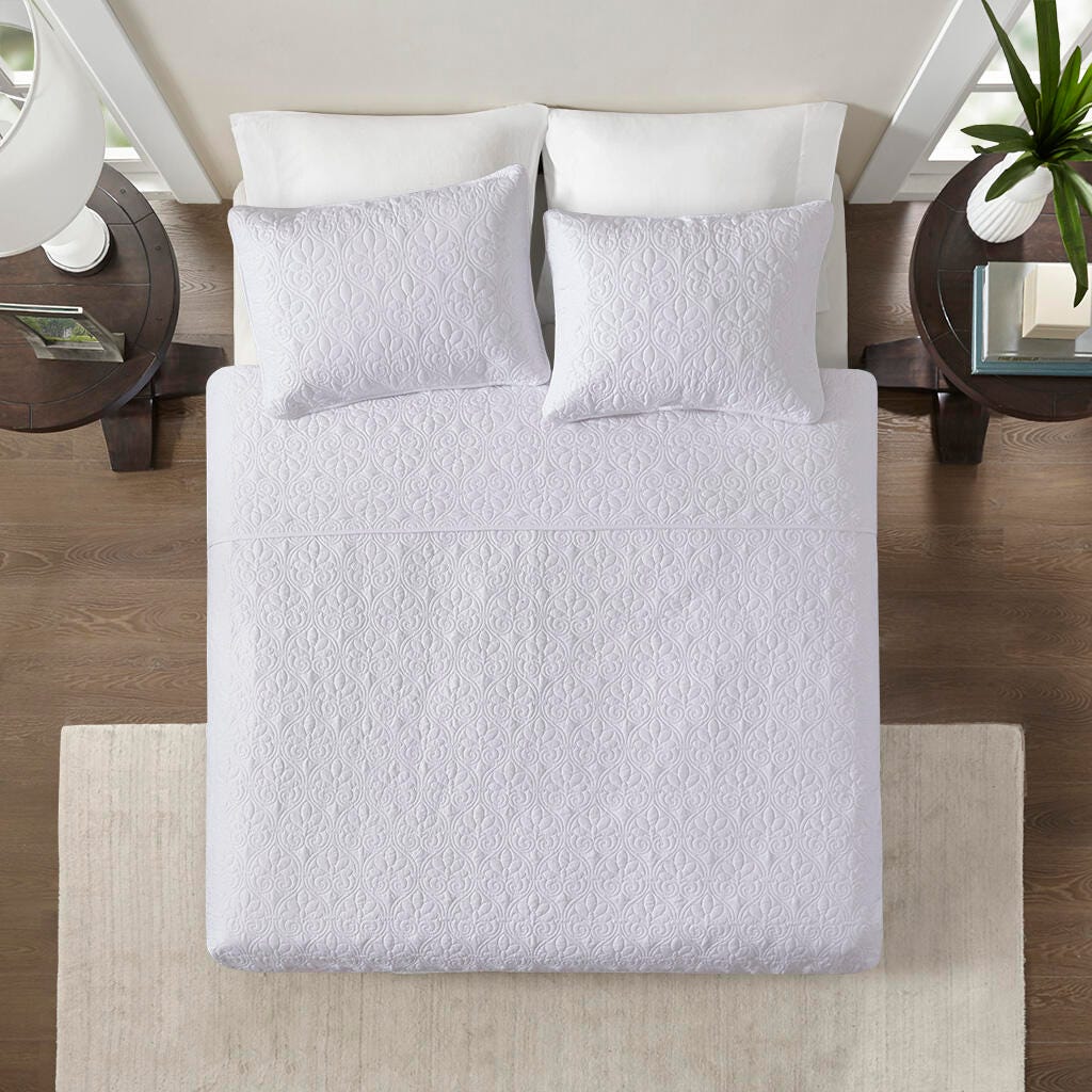 Quebec Twin/Twin XL Reversible Quilt Set, White, large
