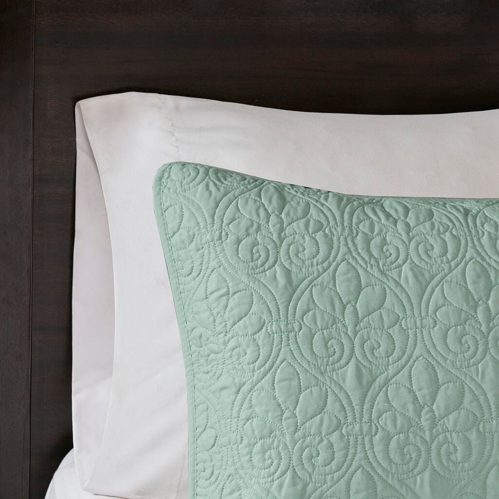 Quebec Twin/Twin XL Reversible Quilt Set, Seafoam, large
