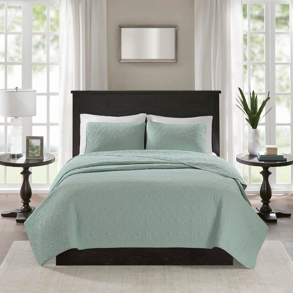 Quebec Twin/Twin XL Reversible Quilt Set, Seafoam, large