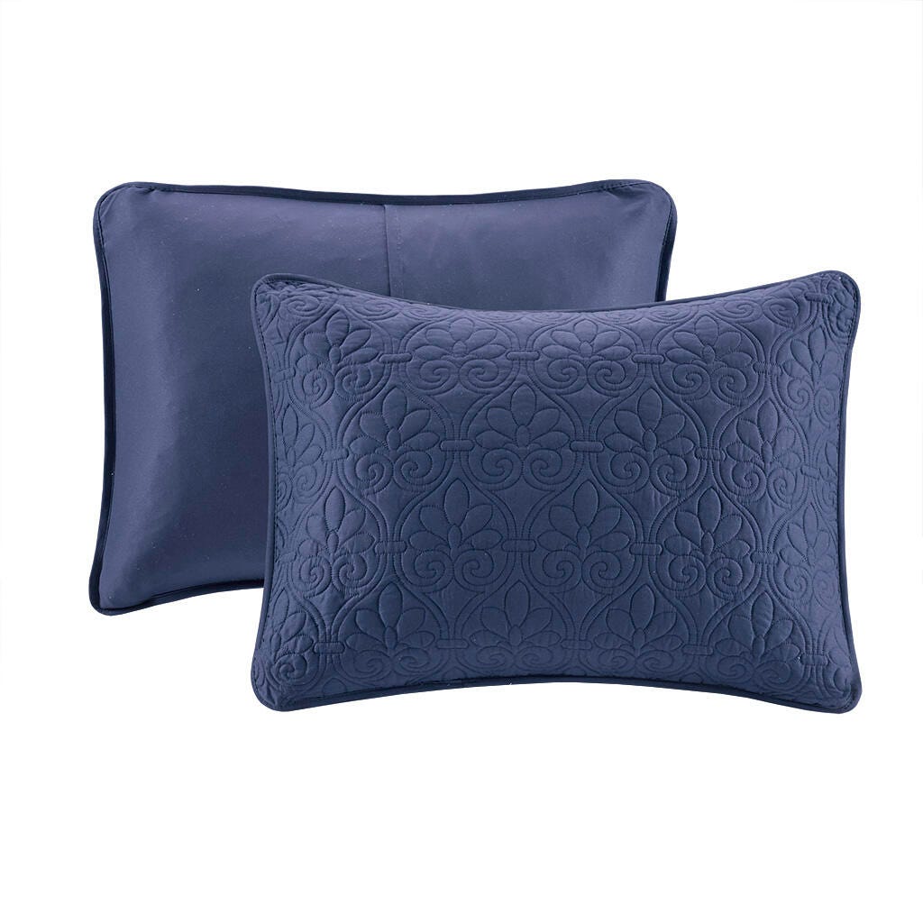 Quebec Twin/Twin XL Reversible Quilt Set, Navy, large